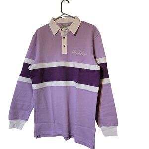 Bogey Boys Men's MD Golf Purple/White Striped Long‎ Sleeve Polo Shirt Outdoorsy